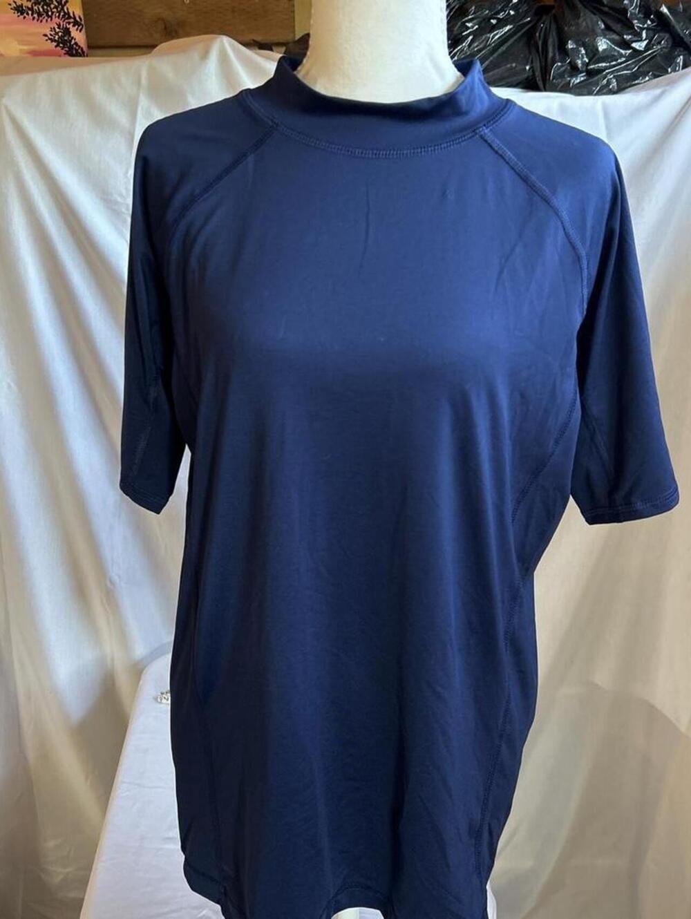 Kids, Short-Sleeve Rash Guard Shirt, Blue, Lands End, Size XXL